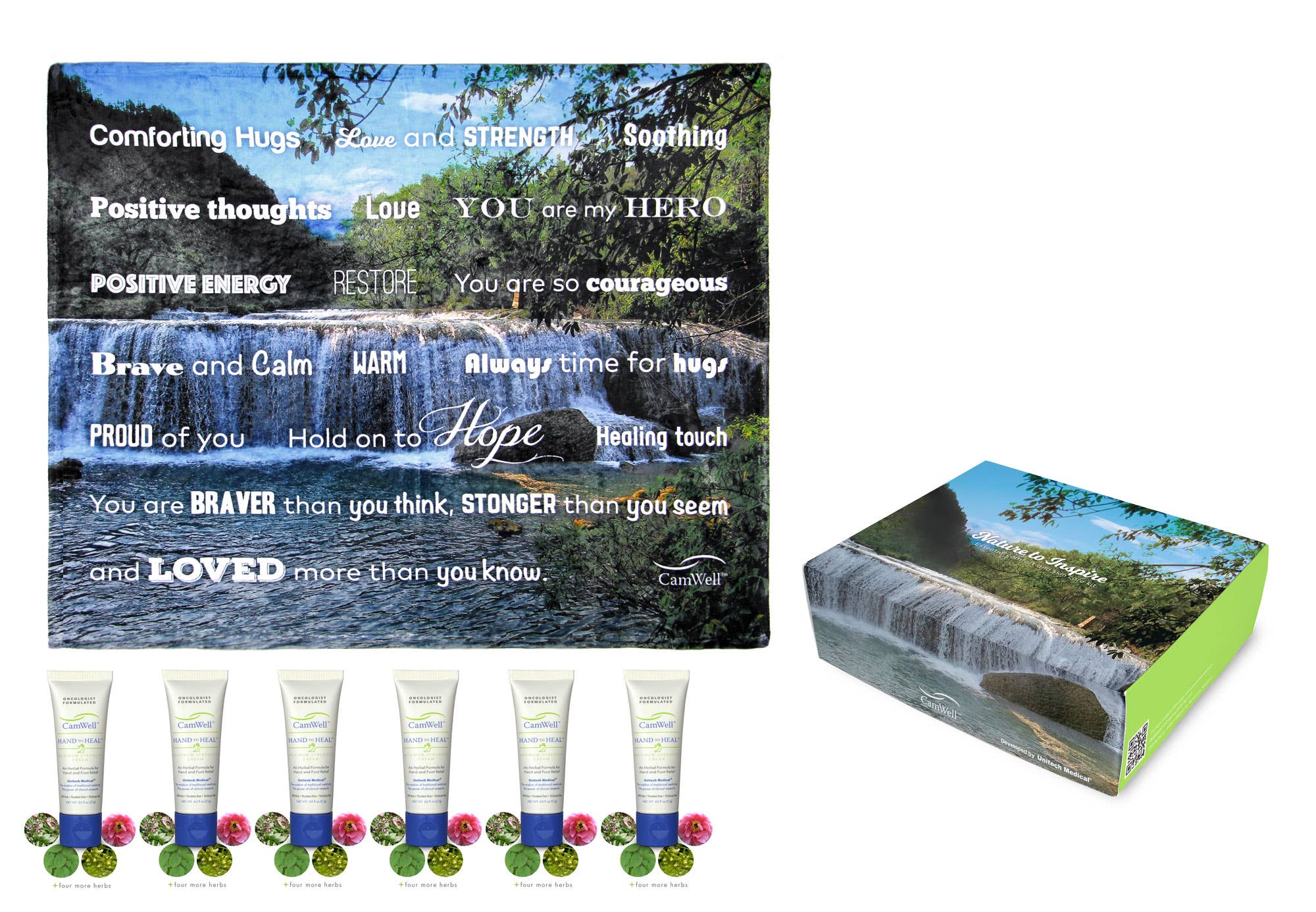 Unitech Medical, the maker of natural CamWell – Engroshandel Bade- og kropssæt – Healing Gavesæt CamWell til kemo patienter1