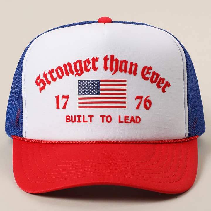 Fashion City - Vente Casquette de camionneur – unisexe - Casquette Trucker en Maille avec Imprimé Drapeau Américain Plus Fort que Jamais21