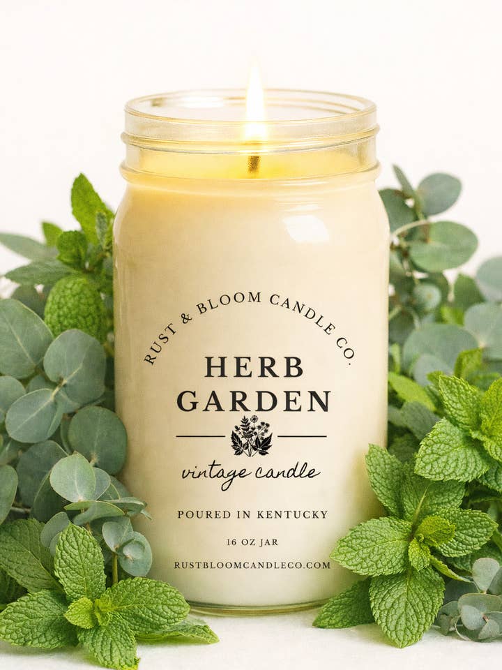 Herb Garden 16 Oz Soy Candle for wholesale by Rust & Bloom Candle Co