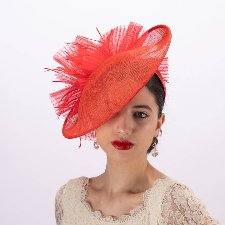 Large Sinamay Fascinator With Pleated Bow HEADBAND | 5929H for wholesale by KaKyCo