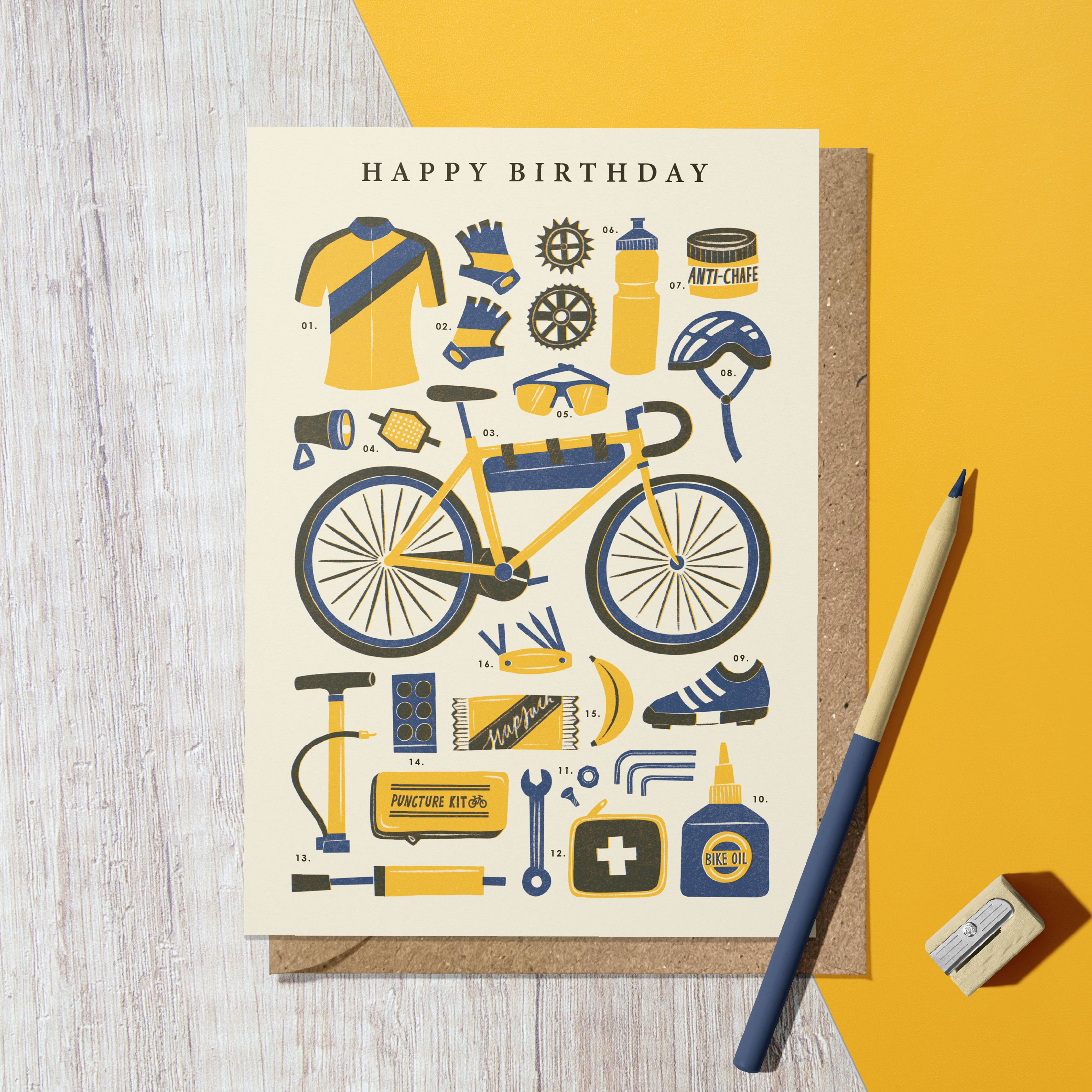 Bird & Co Studio - Wholesale Birthday Card - Cycling Kit | Outdoor Bike Vintage Style Birthday Card0