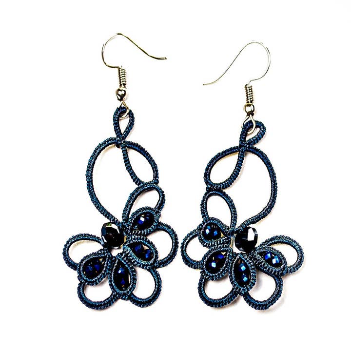 FCE064 EXQUISITE NEEDLE POINT EARRINGS for wholesale by Silk Wool and Bijoux