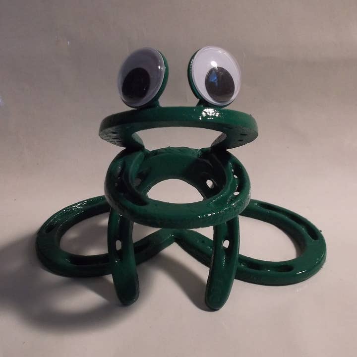 Horseshoe Frog, Garden Metal Art, Cute Baby Toad for wholesale by Creations Welded
