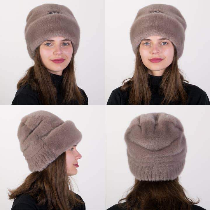 FurStyleUa – Casaco de pele/imitação de pele - Mulher por atacado – Chapéu de Pele de Visão Feminino Inverno Luxo Chapéus de Pele de Visão Verdadeira1