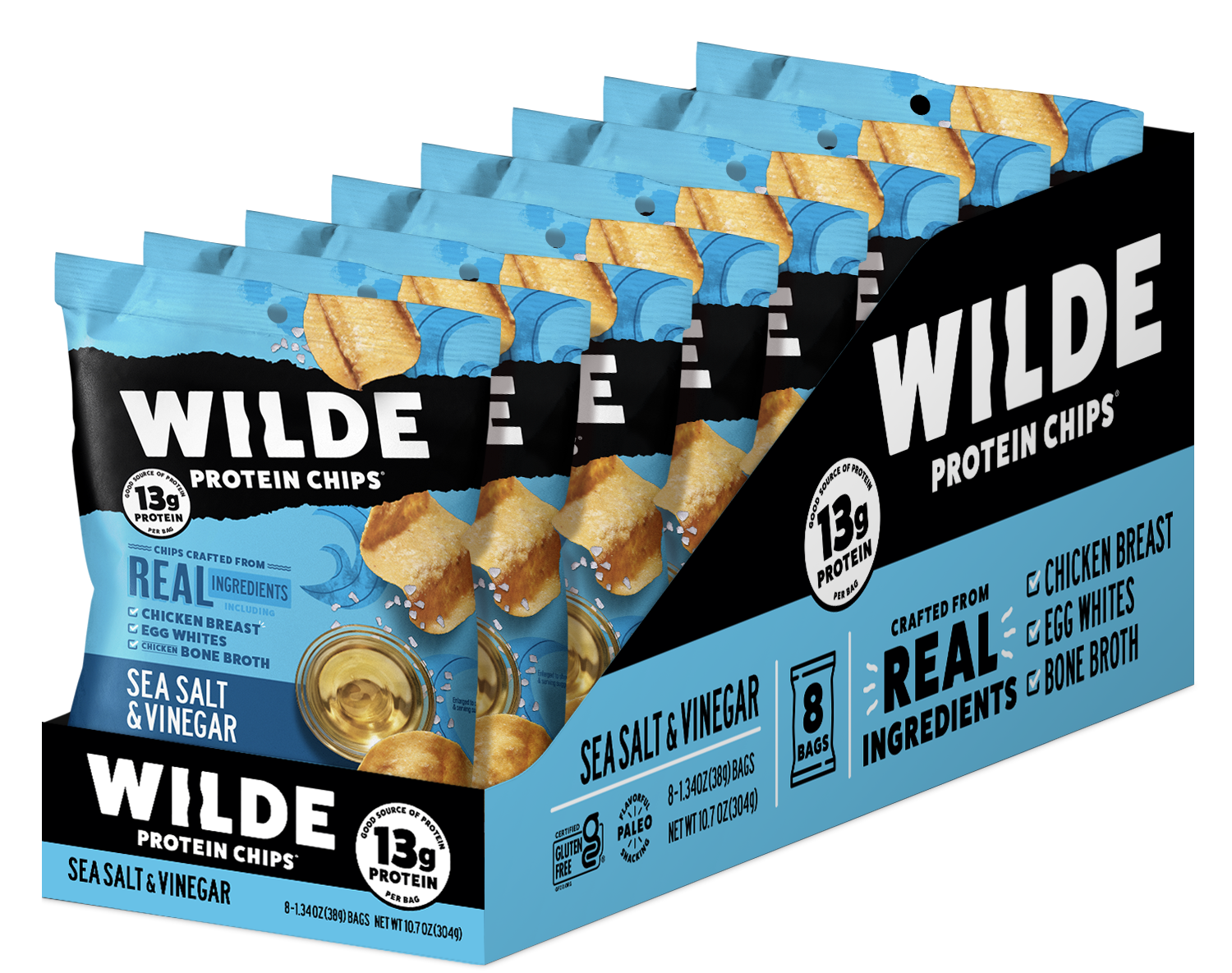 Righteous Felon Craft Jerky - Wholesale Chips - Wilde Salt & Vinegar Protein Chips 1.34oz (8ct)1