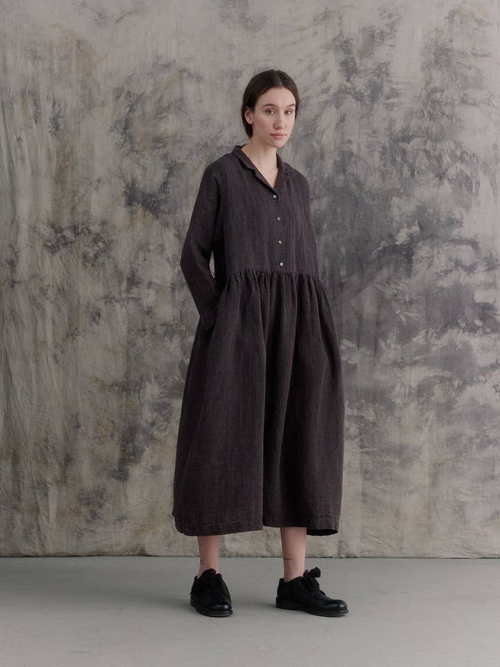 Vestido burdeos con escote en V para venta al por mayor de muku