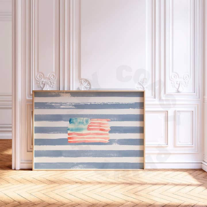 Honey Coast Print Co. - Wholesale Art Print - Landscape Watercolor American Flag Wall Art Print