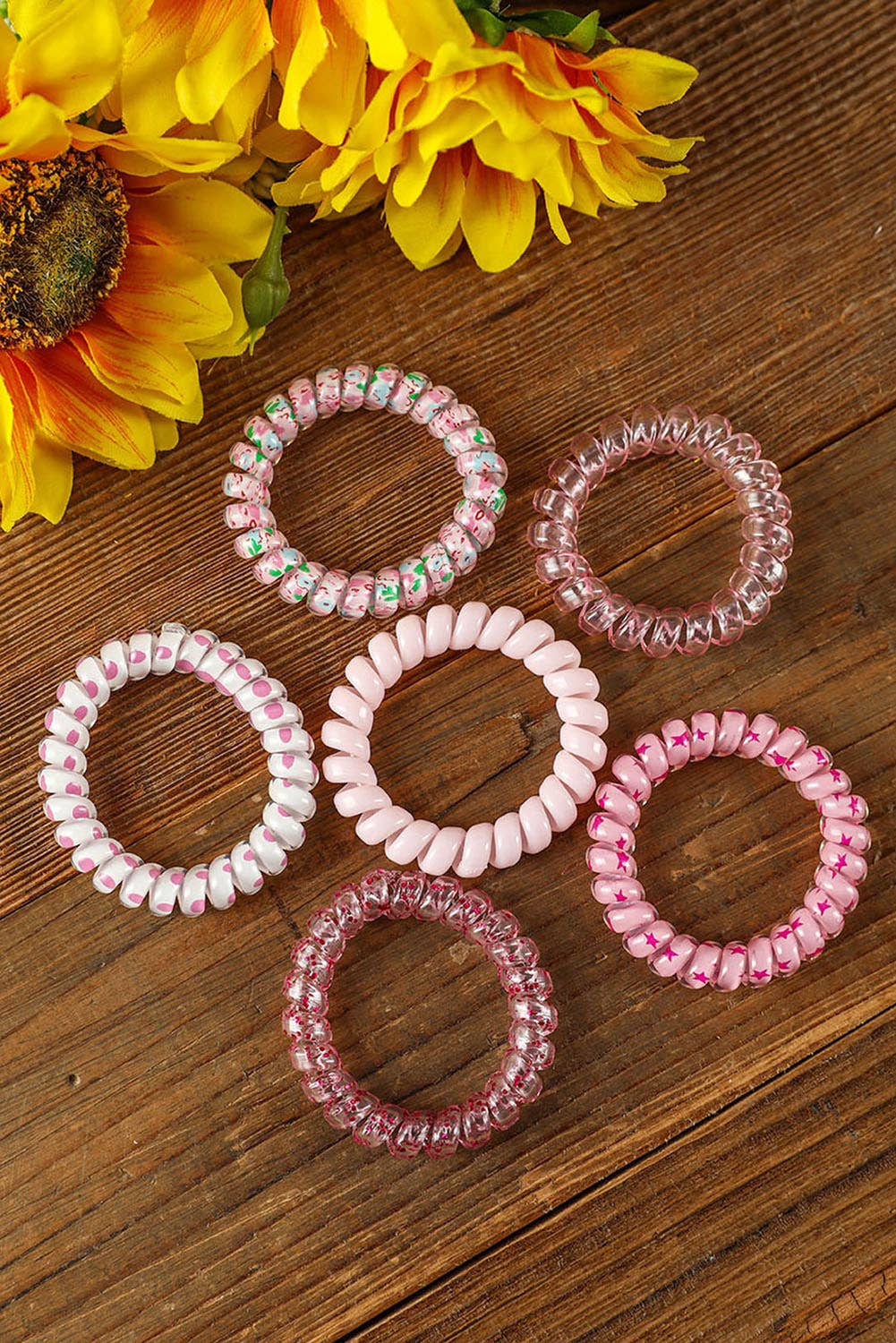 1 the Woman - Wholesale Hair Tie - Cute Gradient Starry Dotty Coil Wire Hair Tie Set4