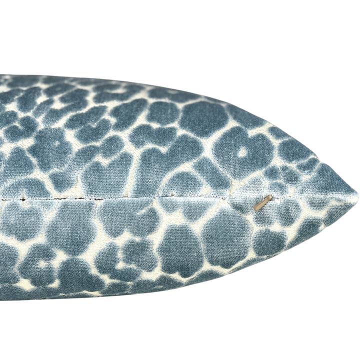 Madison Bluestar -Light Blue Leopard Cut Velvet Throw Pillow for wholesale on Faire3