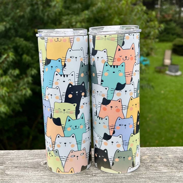 Copo Térmico Doodle Cat, Presentes para Ela, Copo de Viagem para Amantes de Gatos por atacado de EA DESIGNS