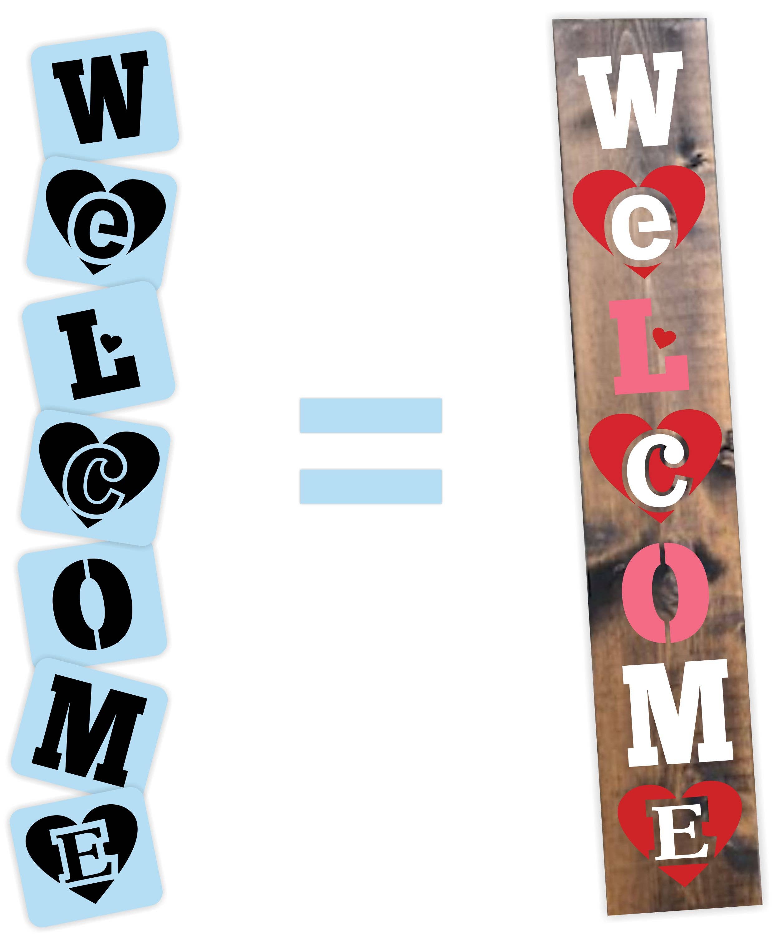 Barn Star Painting - Wholesale Stencil/Craft Die - Valentine's Welcome Heart Stencil Kit4