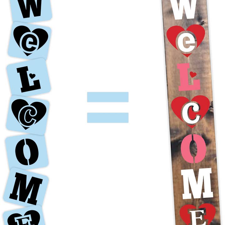 Barn Star Painting - Wholesale Stencil/Craft Die - Valentine's Welcome Heart Stencil Kit4