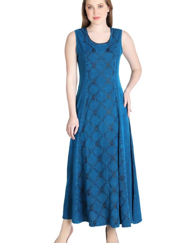 ADL-30328 Sleeveless Acid Wash Dress ADL-30328 for wholesale by Advance Apparels