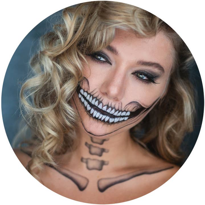 2 x Classic Skull Temporary Tattoo Halloween Costume for Men and Women, Adult, Face Sticker for wholesale by TATTOOCREW