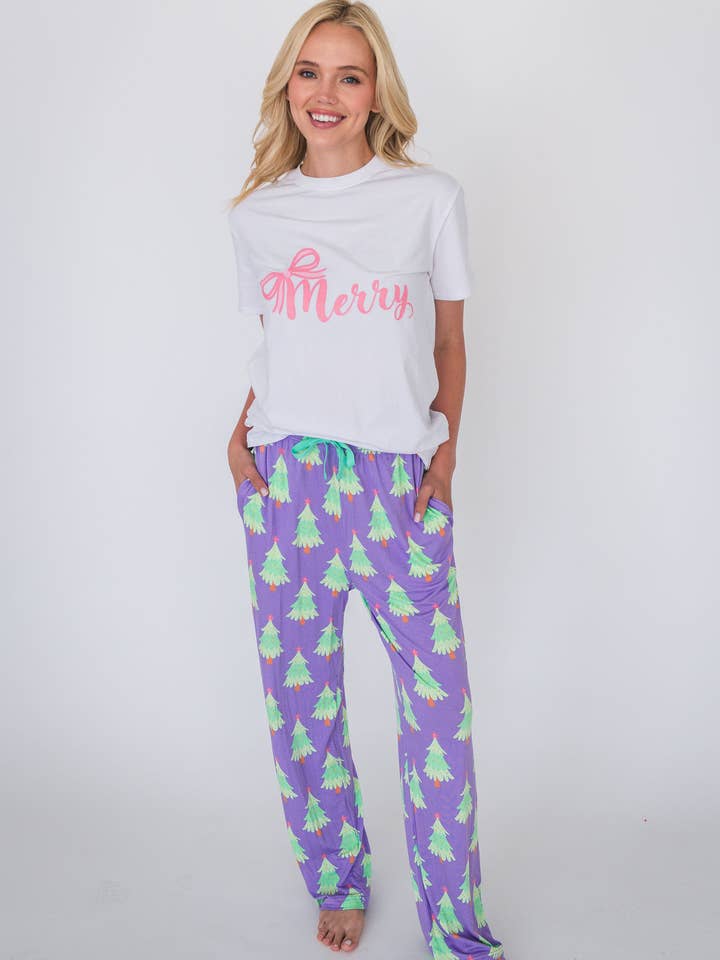 SoftSnooze™ Adult Bamboo Viscose Purple Twinkling Trees Pajama Pants
for wholesale by RuffleButts + RuggedButts
