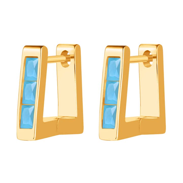 trapezoid turquoise stone huggie earrings for wholesale by Cool and Interesting