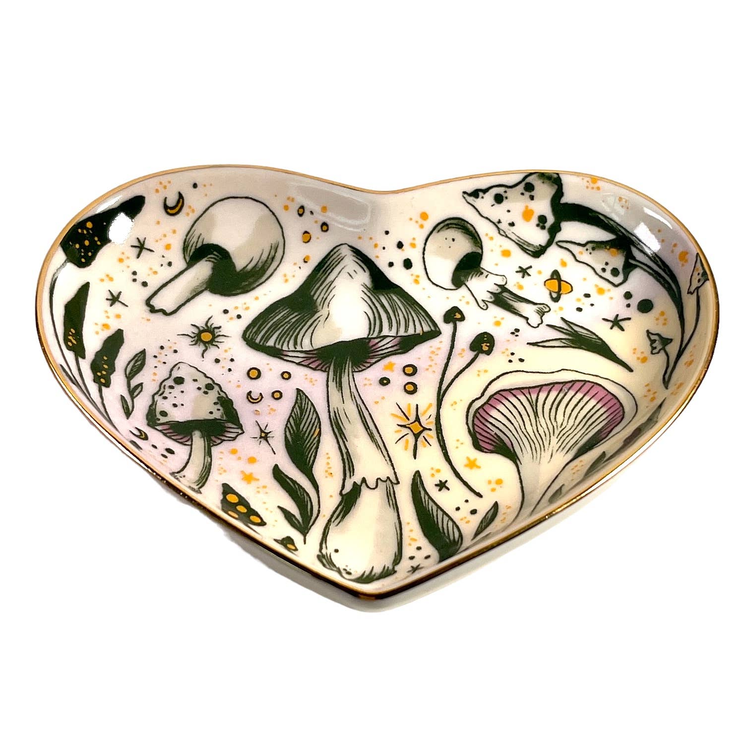 Spitfire Girl - Wholesale Jewelry Dish - Starry Mushrooms Ceramic Heart Dish2