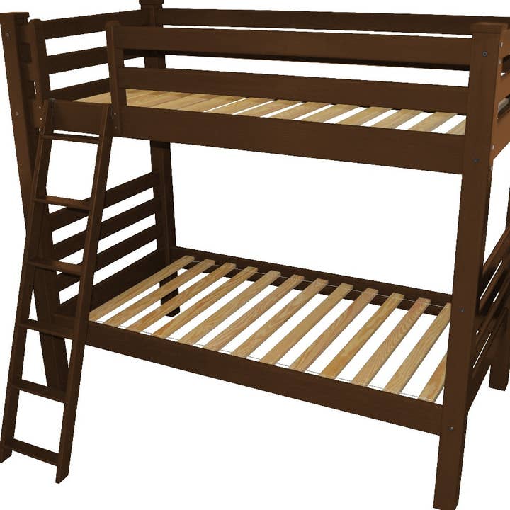 HomeRoots - Wholesale Bed - Red Twin Over Twin Solid Wood Bunk Bed3