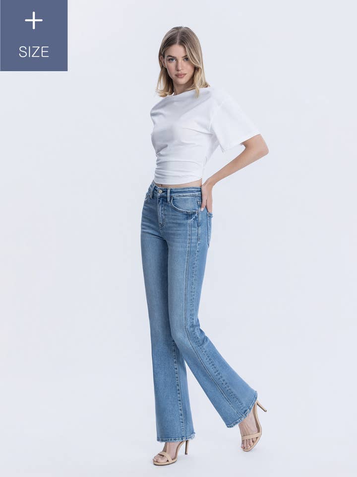 PLUS SIZE TUMMY CONTROL HIGH RISE BOOTCUT JEANS LV1975-P for wholesale by Lovervet by VERVET