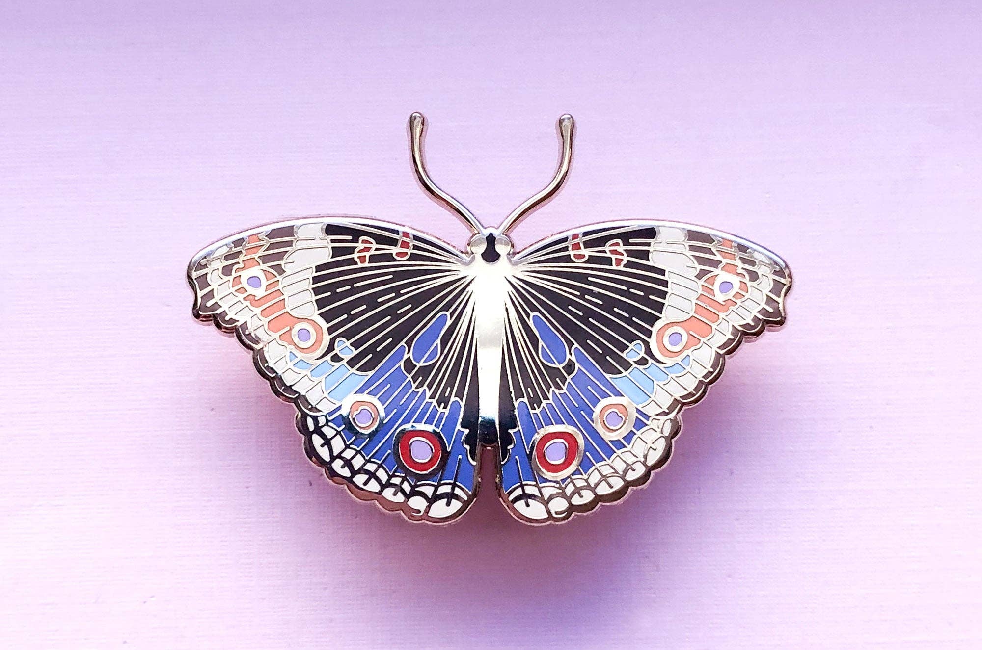 Alum and Ink - Wholesale Lapel Pin/Button - Blue Pansy Butterfly (Junonia orithya) Enamel Pin7