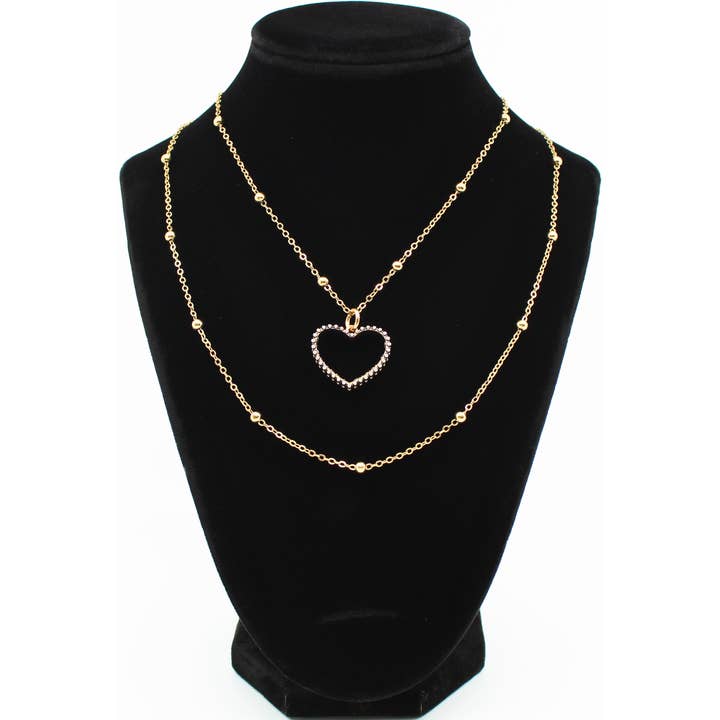 Katia Designs - Wholesale Pendant/Charm Necklace - Love Always Open Heart Dainty Necklace
