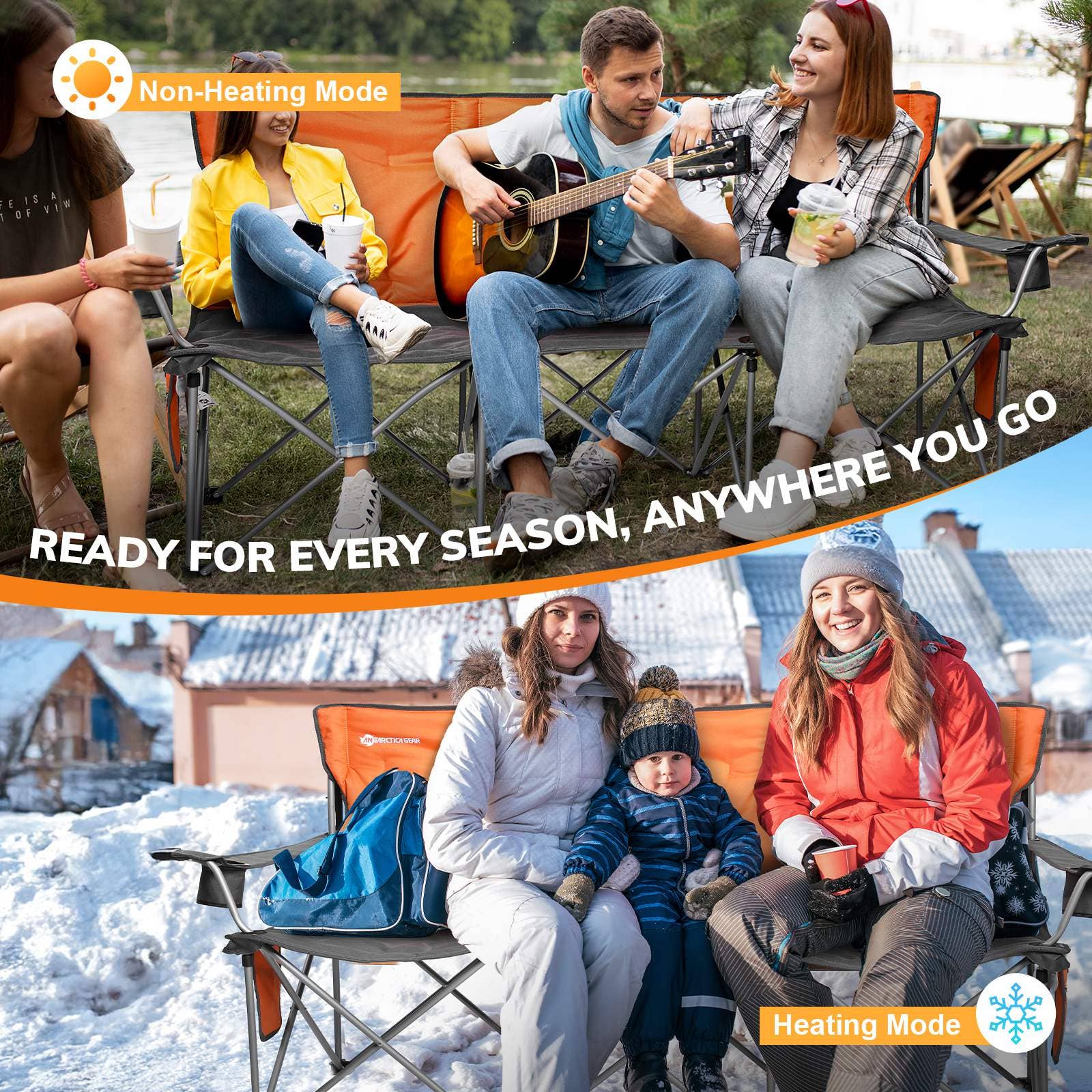 Antarctica Outdoors – wholesale Folding chair – ANTARCTICA GEAR Heated 3-Person Camping Chair with 12V 15000mAh Battery Pack13