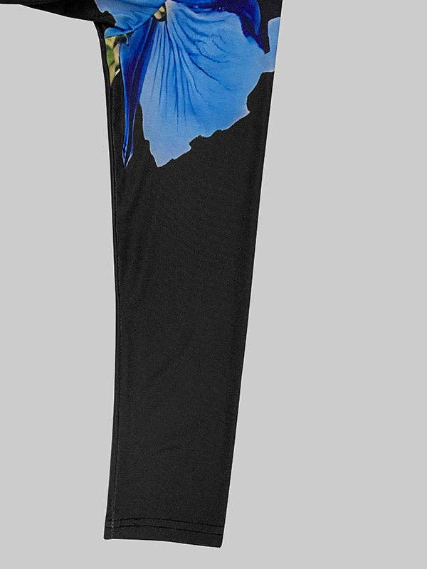 BLACK Floral High Neck Long Sleeve Tee for wholesale on Faire9