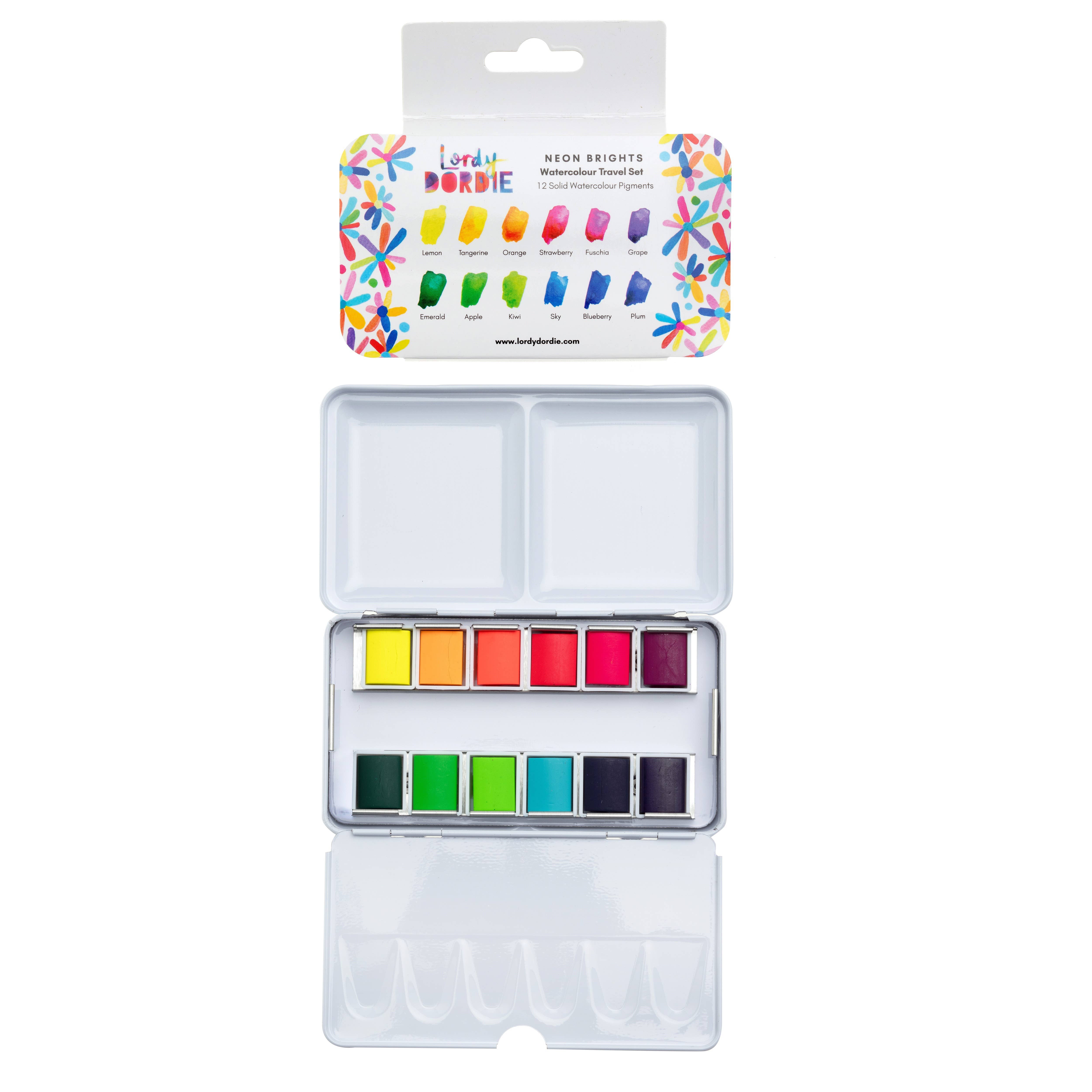 Lordy Dordie - Wholesale Watercolor Paint - Neon Brights Watercolour Travel Palette Set3