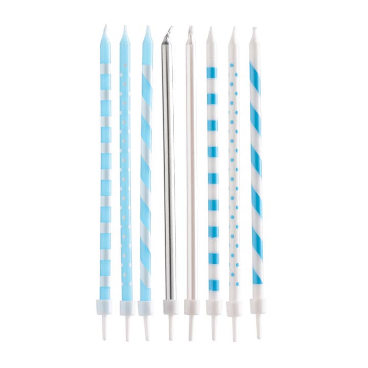 Bougies d'anniversaire pour décorer les gâteaux, bleu, 13 cm pour la vente par dekora