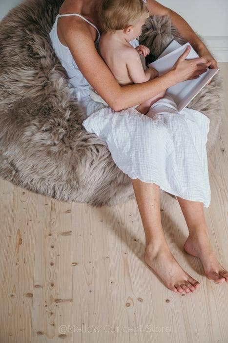 Mellow - Wholesale Pouf - Natural Sheepskin Beanbag - Greige15