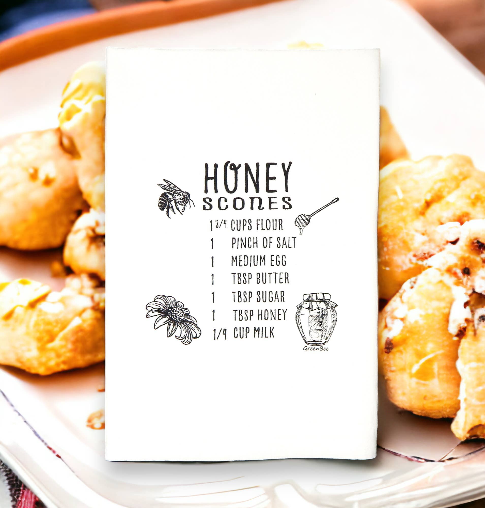 Green Bee Tea Towels - Wholesale Tea Towel - Honey Scone Kitchen Towel | Tea Towels | Recipe Dish Towels2
