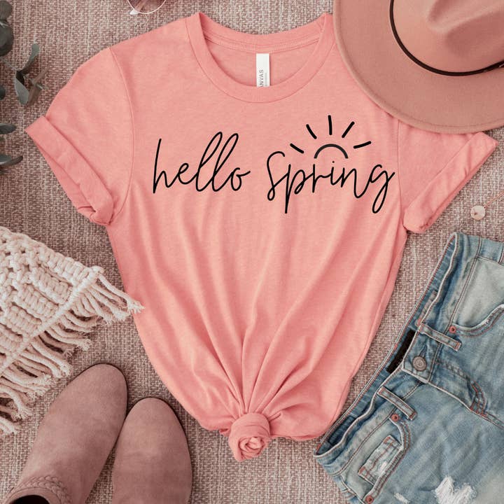 Hello Spring Graphic T-Shirt for wholesale by Londas Trendy Tees