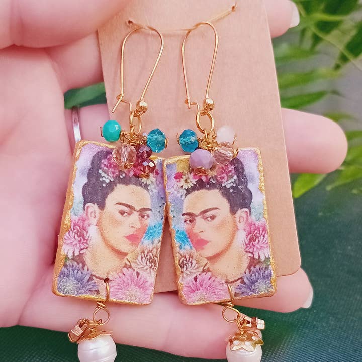 Wild & Free - Wholesale Dangle Earrings - Frida Kahlo earrings, wooden earrings, handmade earrings