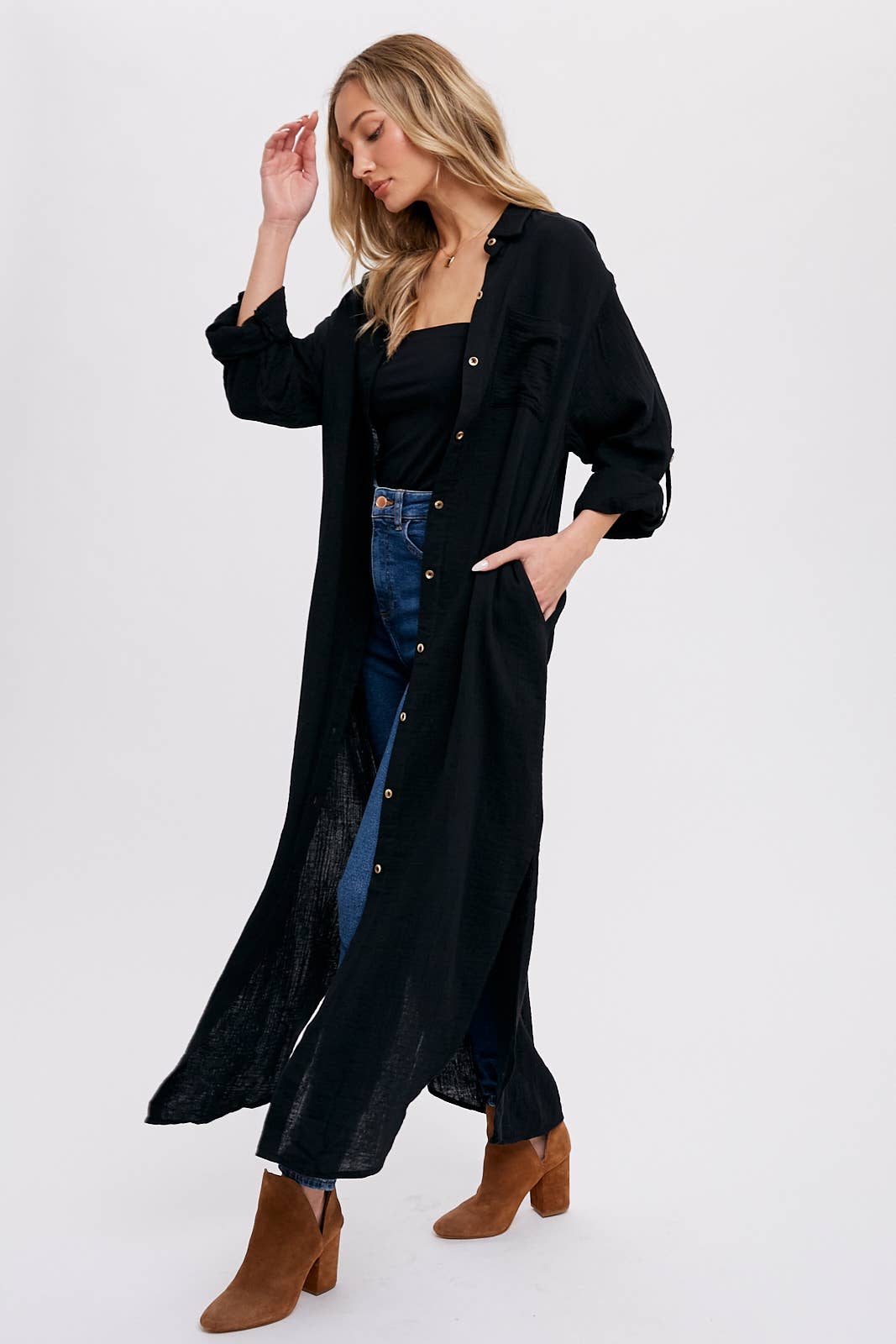 Bluivy - Wholesale Dress - Women's - BUTTON UP MAXI SHIRT DRESS WITH POCKET47