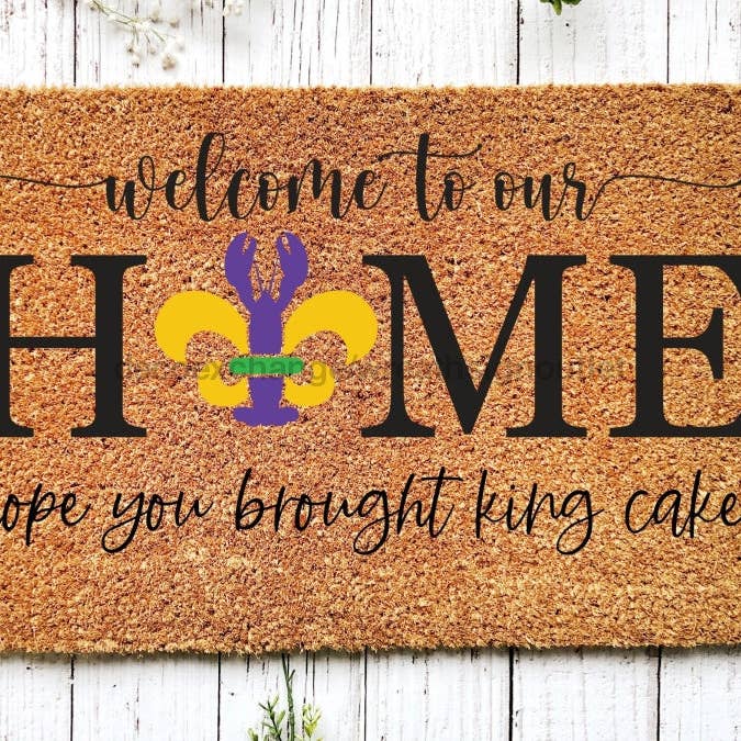 Welcome Mardi Gras Masks Doormat | Nola Housewarming Gift | for wholesale by DecoExchange