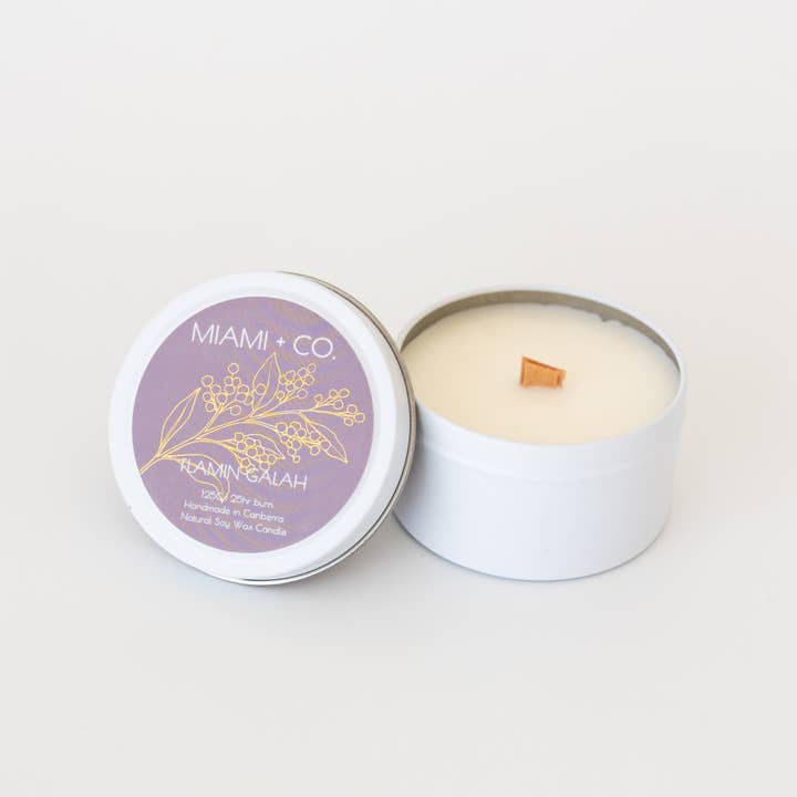 MIAMI + CO. - Wholesale Travel candles - Flamin Galah - Tin Candle