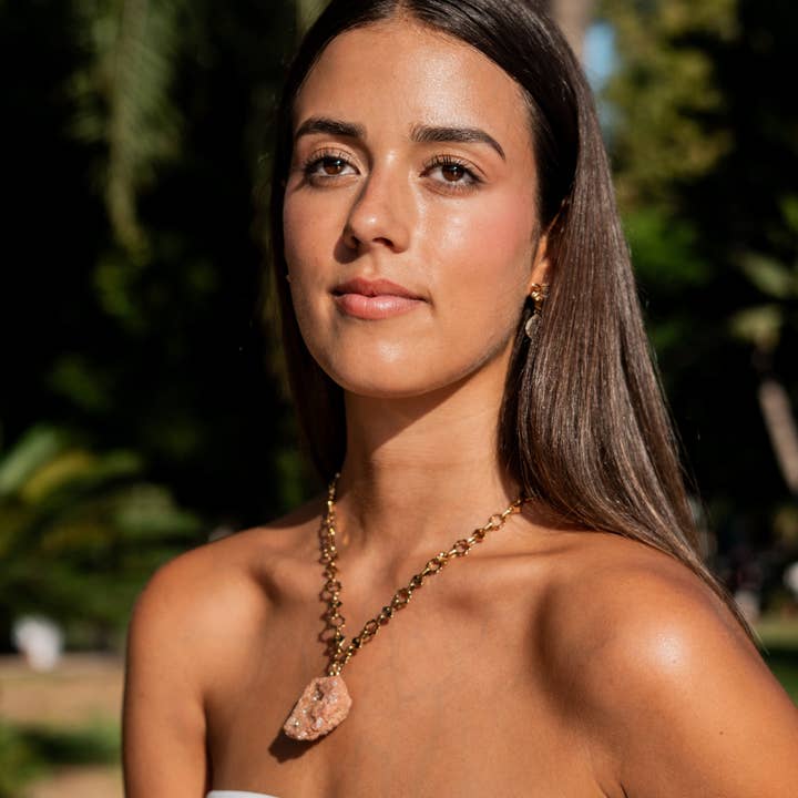 PHOEBE´S - Wholesale Pendant/Charm Necklace - Stainless steel chain necklace with natural druzy agate pendant3