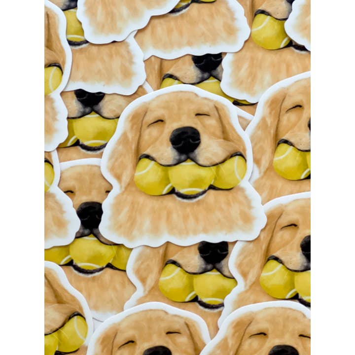 k.Patricia Designs - Wholesale Sticker - Dog With Tennis Balls Sticker