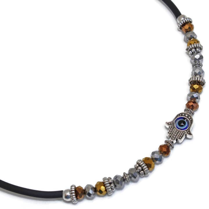 MT17MNH Judaica Gedächtnis-Drahtkette, Hamsa, Metallfarbvariante Jüdisch für den Großhandel von Sea Ranch Jewelry