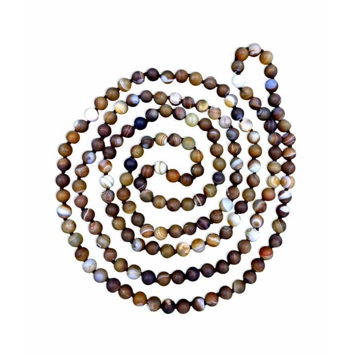 60" 8MM Matte Botswana Agate Infinity Necklace for wholesale by IST Jewelry