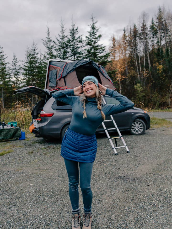 Slate Merino Wool Isostatic T-Neck Top for wholesale on Faire19