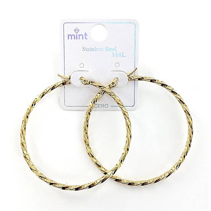 50MM RVS Gedraaide Hoepels voor wholesale door Atlas Fashion