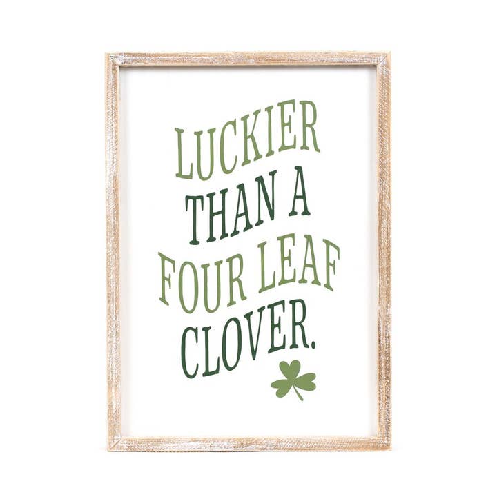 20171 - 10x14x1.5 wood frame sign (CLOVER) St Patrick for wholesale by Devanie At Home (Formerly Adams & Co.)
