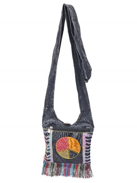 Peace Mini-Hobo-Tasche aus Baumwolle im Hippie-Boho-Stil für den Großhandel von The Collection Royal / Royal Handicrafts