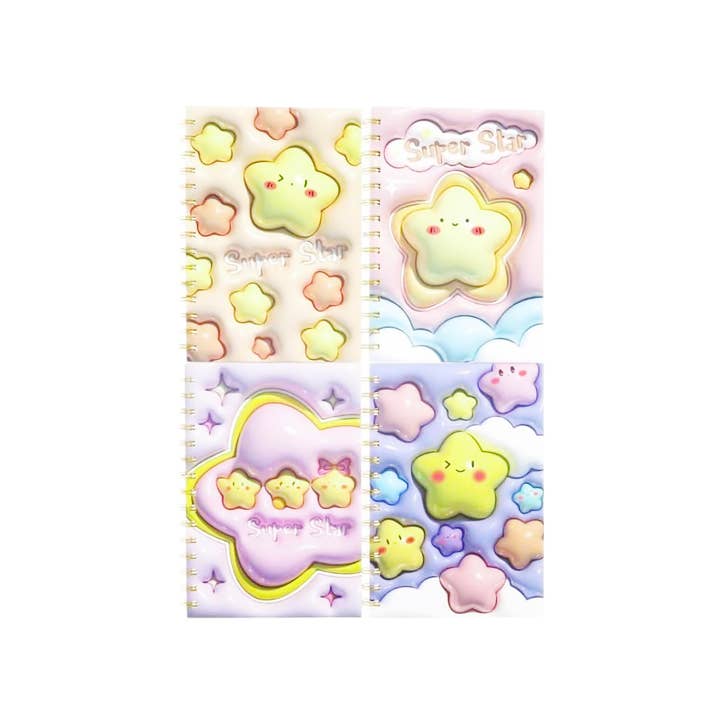 Cap Zone - Wholesale Notebook - Twinkle Stars A5 80-Page Spiral Notebook - 12 pcs