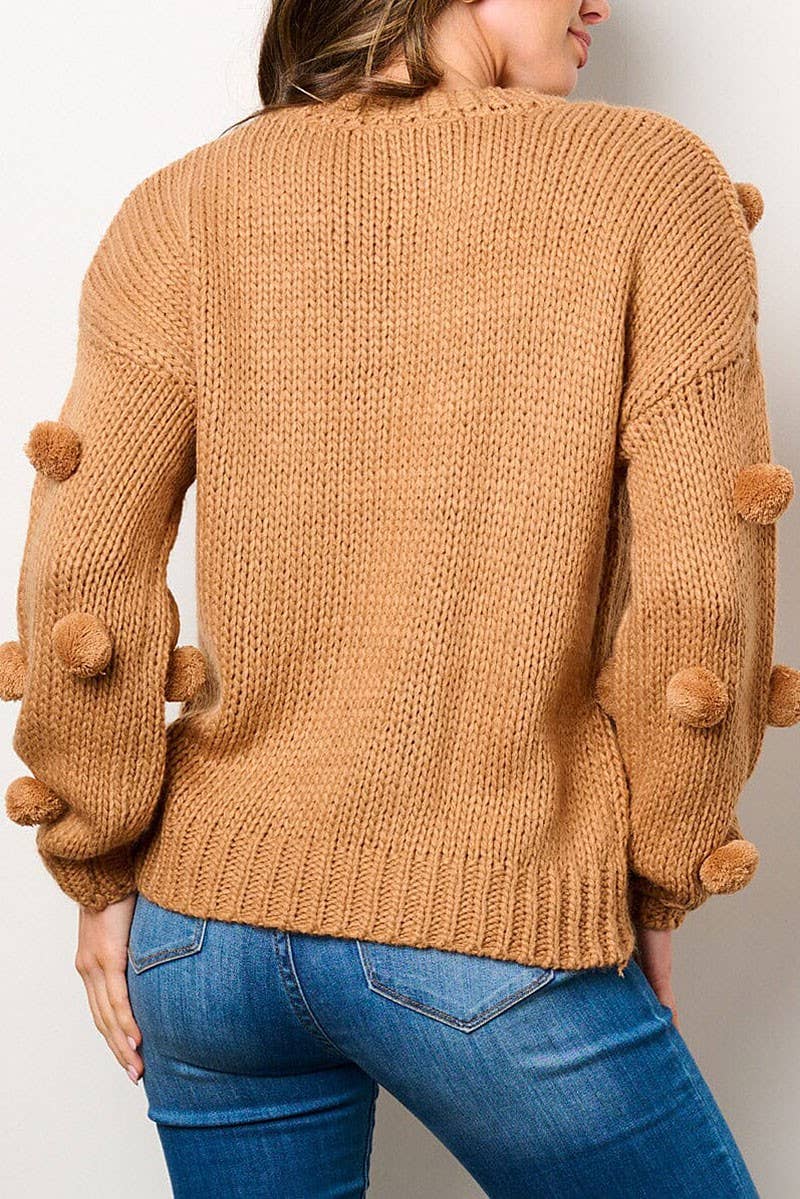ROUSSEAU - Wholesale Knit Sweater - Women's - POM POM'S DETAILED PULLOVER SWEATER4