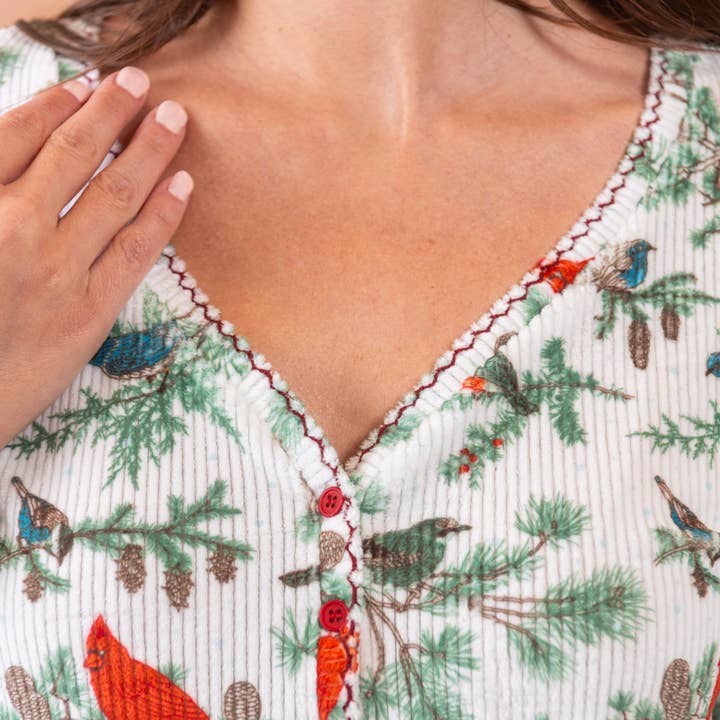 Amanda Blu - Wholesale Sleepwear Top - Women's - Winter Birds Pajama Top | Long-Sleeve Snowy PJs1