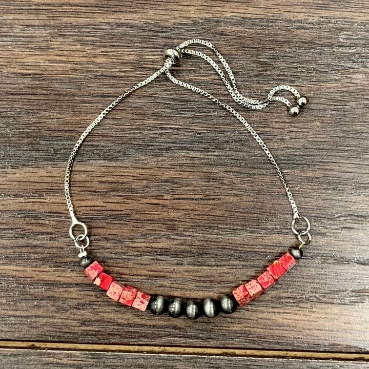 ISAC Trading Inc - Wholesale Beaded Bracelet - 711175, Handmade Navajo Bead, Gemstone Adjustable Bracelet