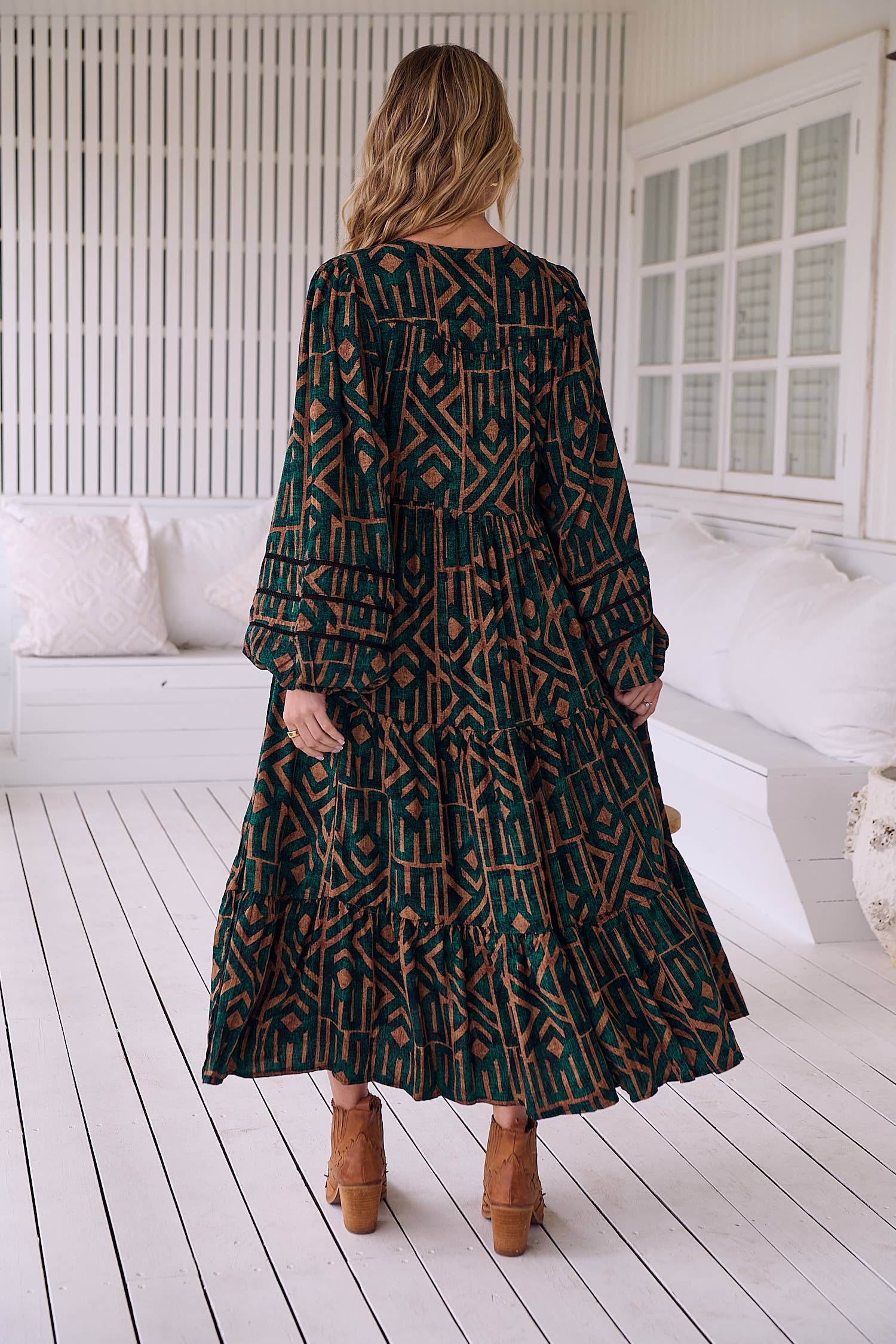 Jaase - Wholesale Dress - Women's - EMERALD PRINT EVE MIDI9
