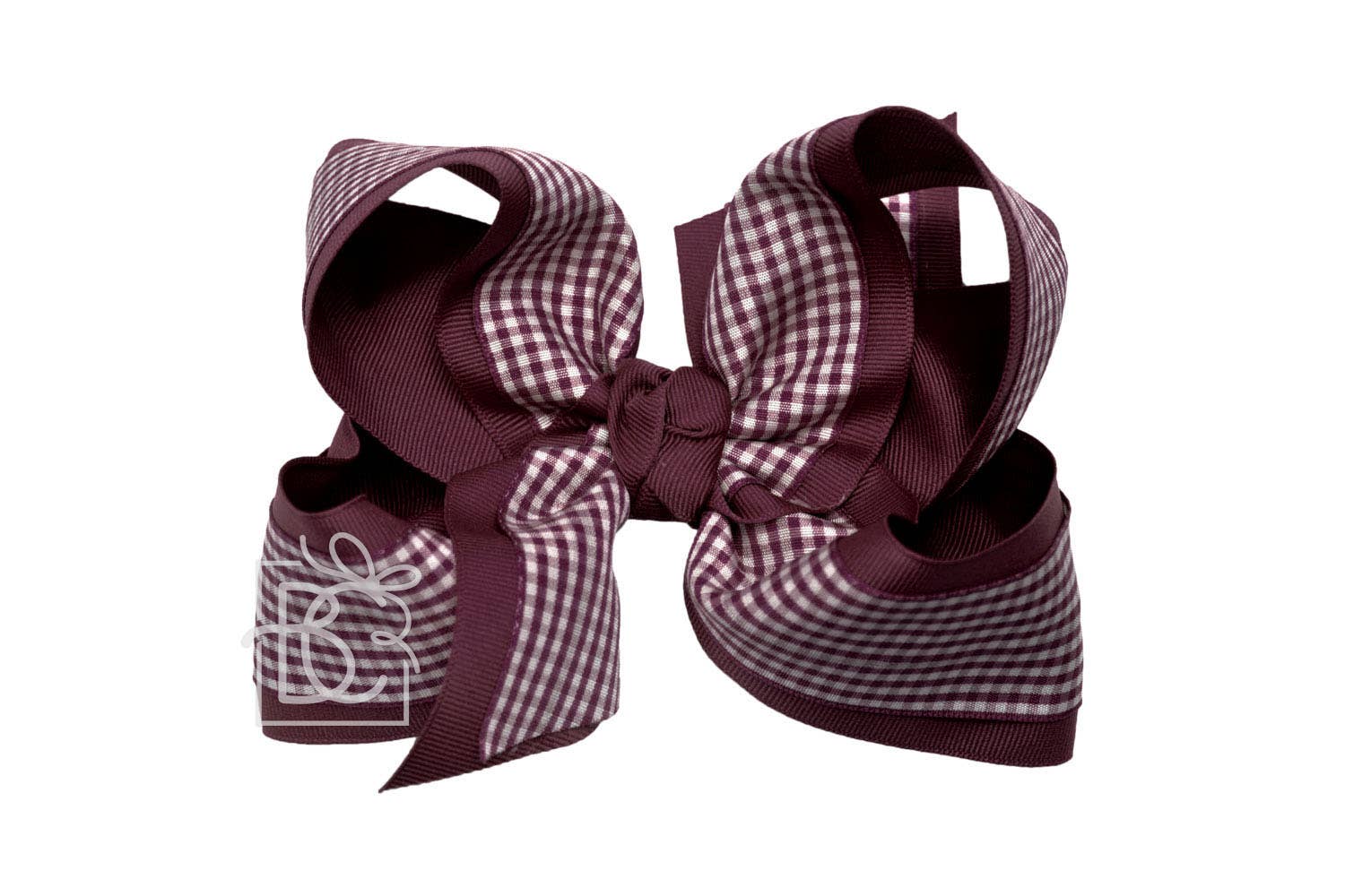 Beyond Creations, LLC - Vente Nœud pour cheveux – enfant - Nœud superposé en vichy et gros-grain sur pince48